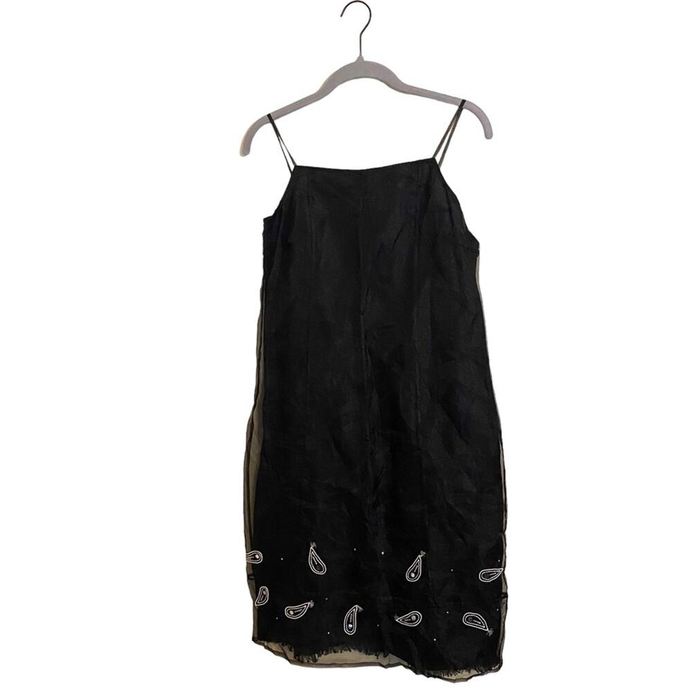Y2K‎ Argenti Black Emboidered Paisley Sheer Midi Dress Size 6 NWT